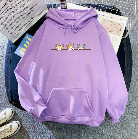 Printed Fleece Hooded Pullover Sweatshirt