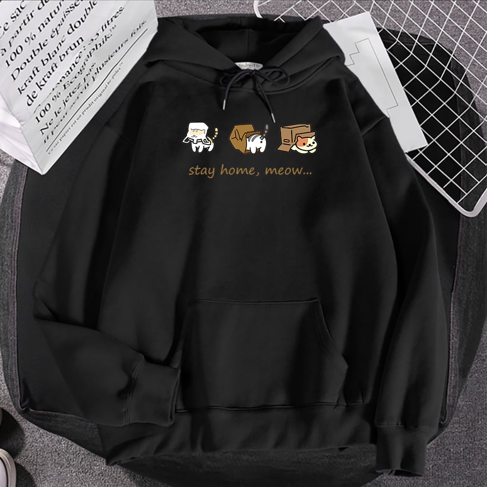 Printed Fleece Hooded Pullover Sweatshirt